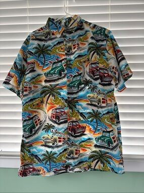Men's Multicolor Vintage Surf Wagon Camp Shirt - Unbranded